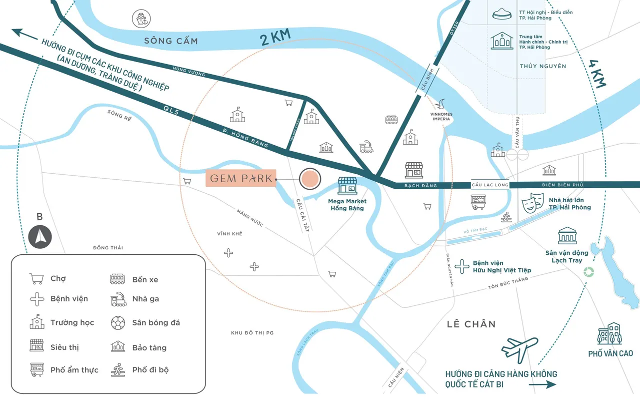 Bản đồ vị trí Gem Park – Tháp Hera, quận Hồng Bàng, Hải Phòng