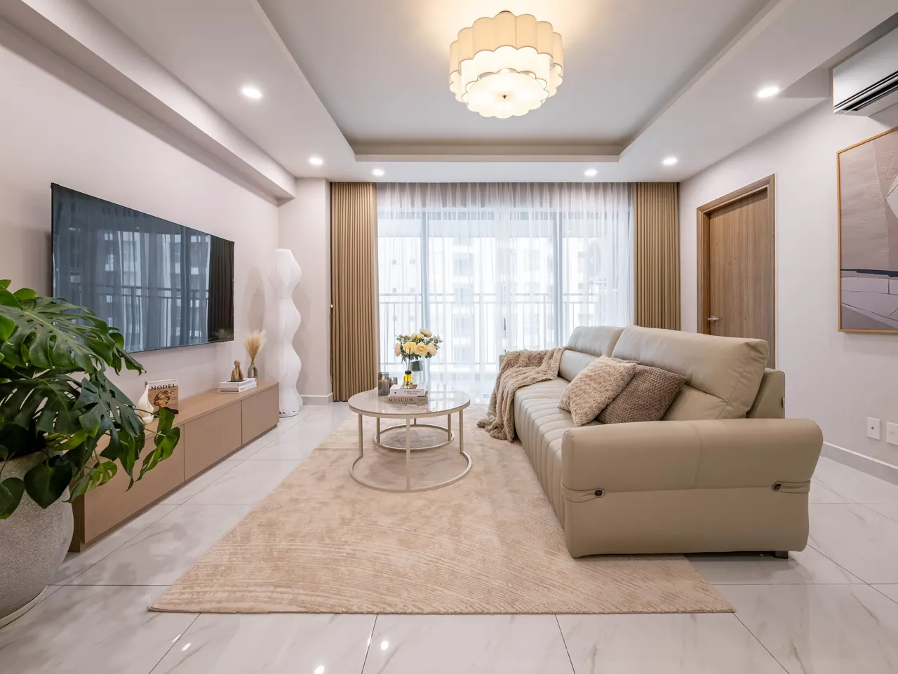 Phòng khách căn A1 thực tế tại tháp HERA